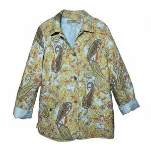 Kate Hill Quilted Boho Women’s Jacket Size M Paisley Floral Cottagecore Colorful